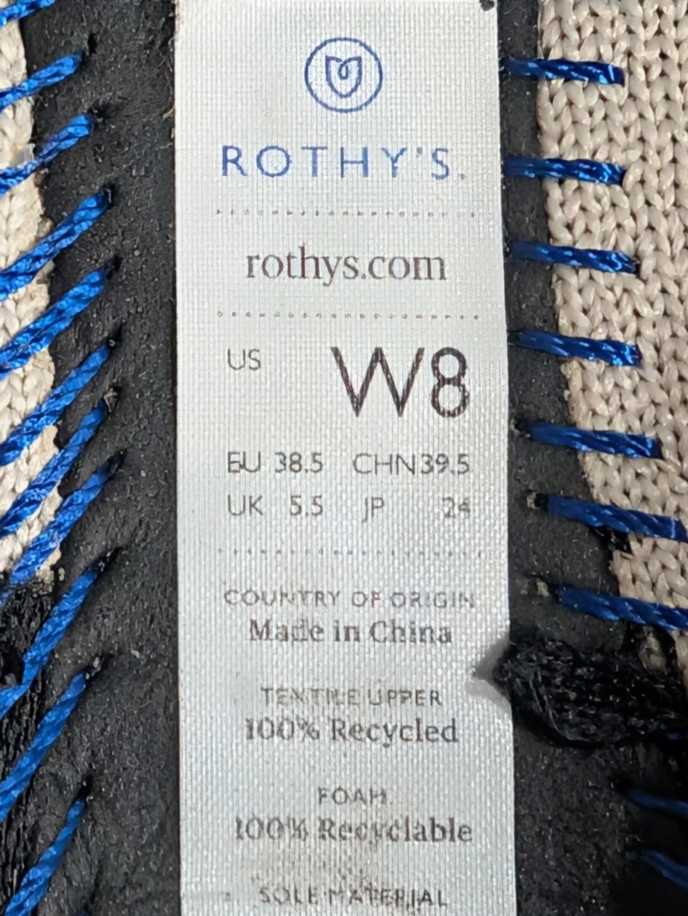ROTHY'S Flax Birdseye Pointed Toe Flats Size 8W RARE Retired Style Gray Cream
